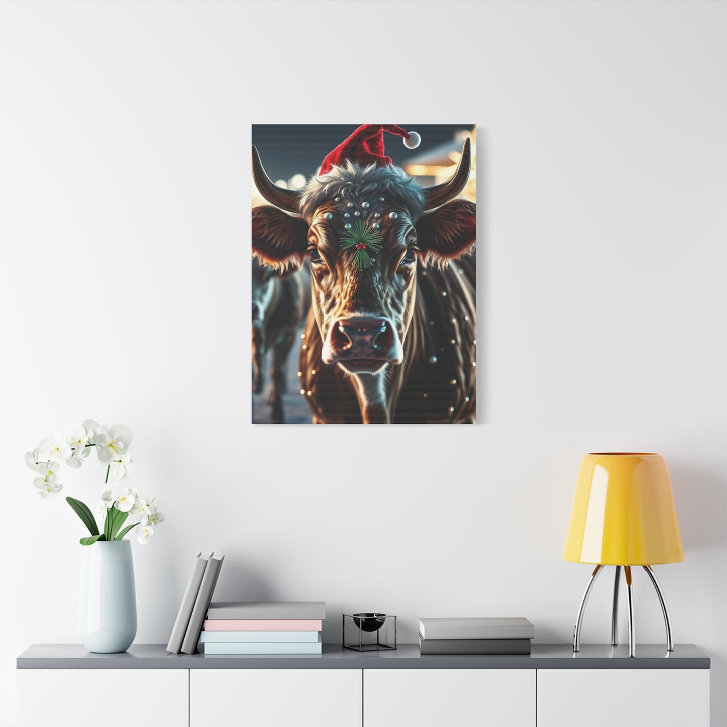 Yuletide Bovine Elegance Canvas wall art & canvas print