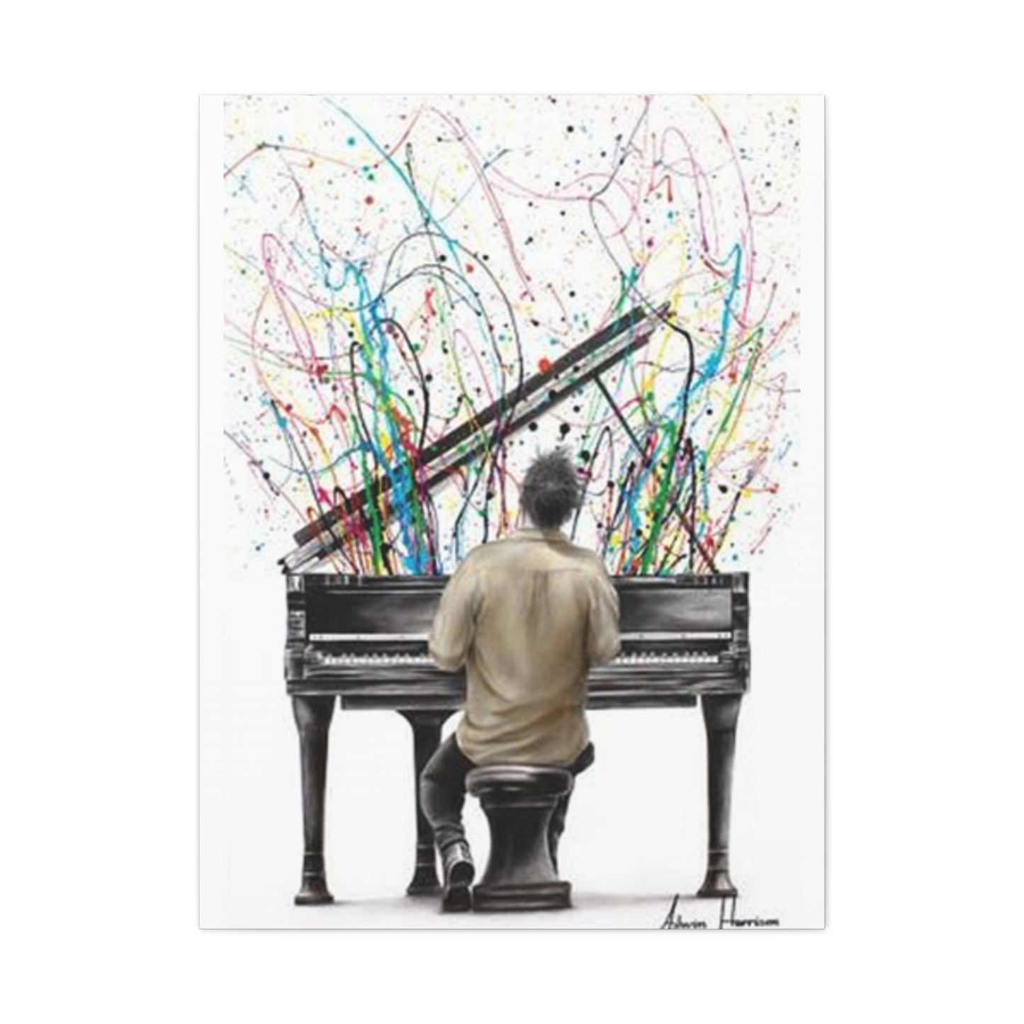 Artist Playing Piano Painting Wall Art & Canvas Prints