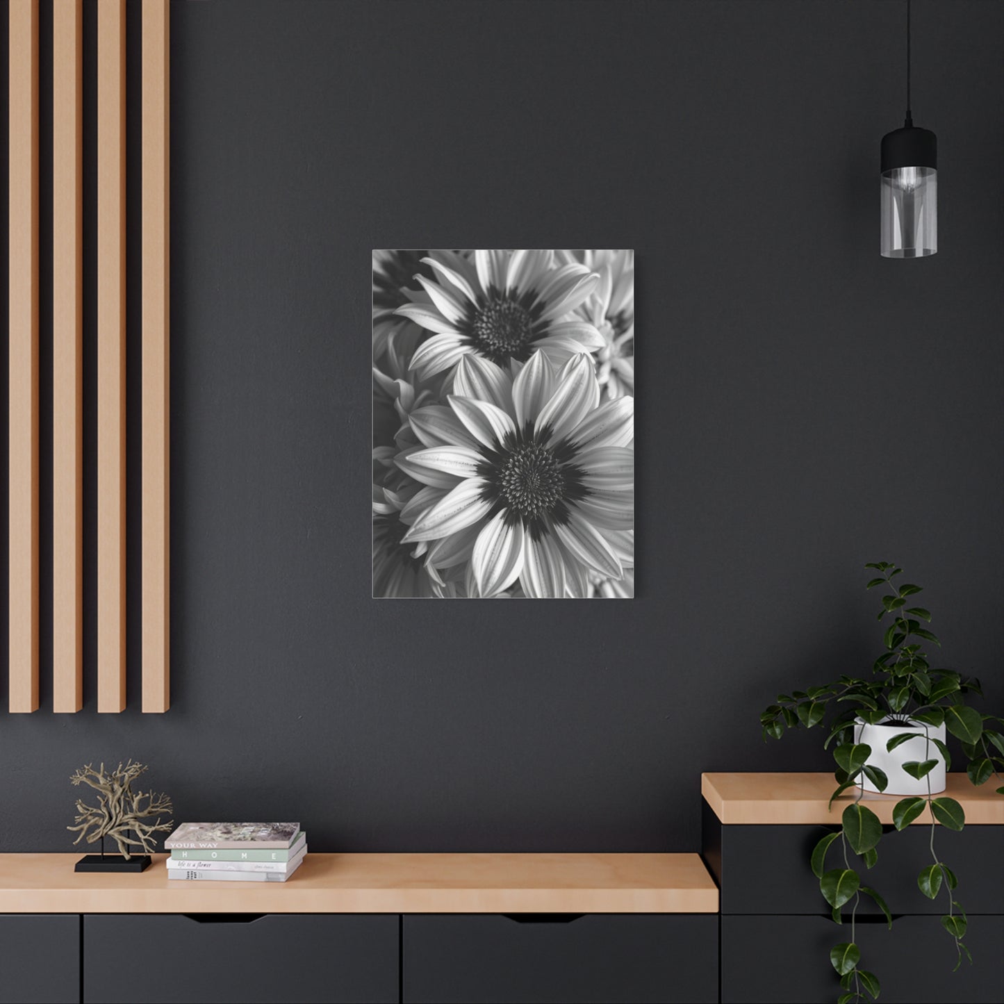 Ebon & Ivory Petal Harmony Wall Art & Canvas Print