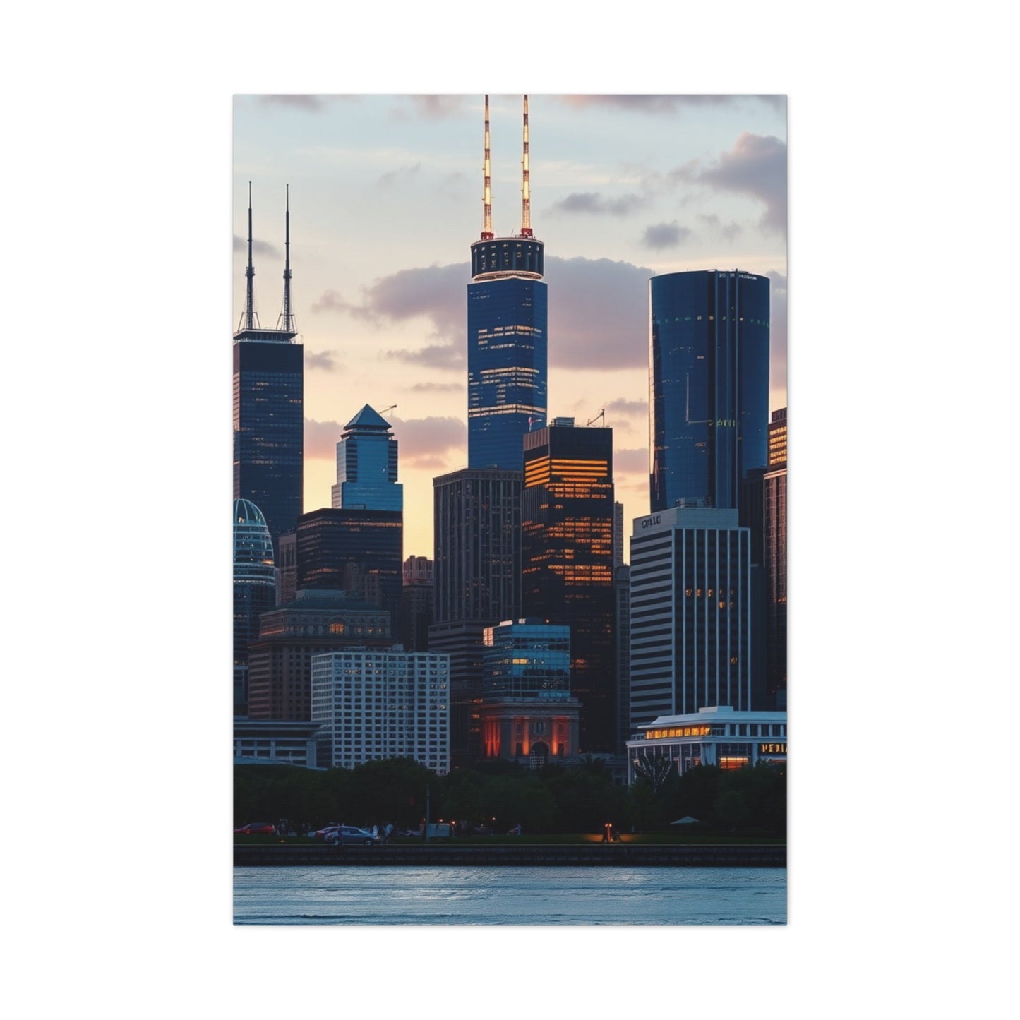Chicago Skylines Art Canvas Art 5 Wall Art & Canvas Print