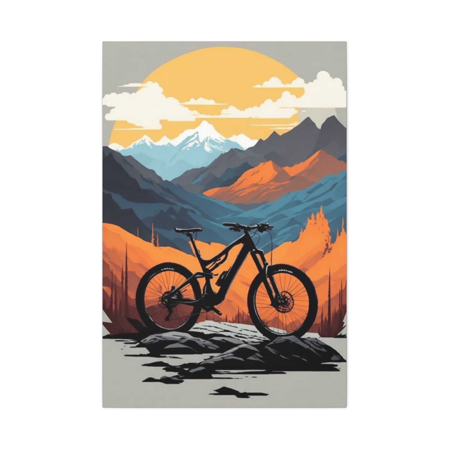 Bicycle in Sunset Painting Wall Art & Canvas Prints