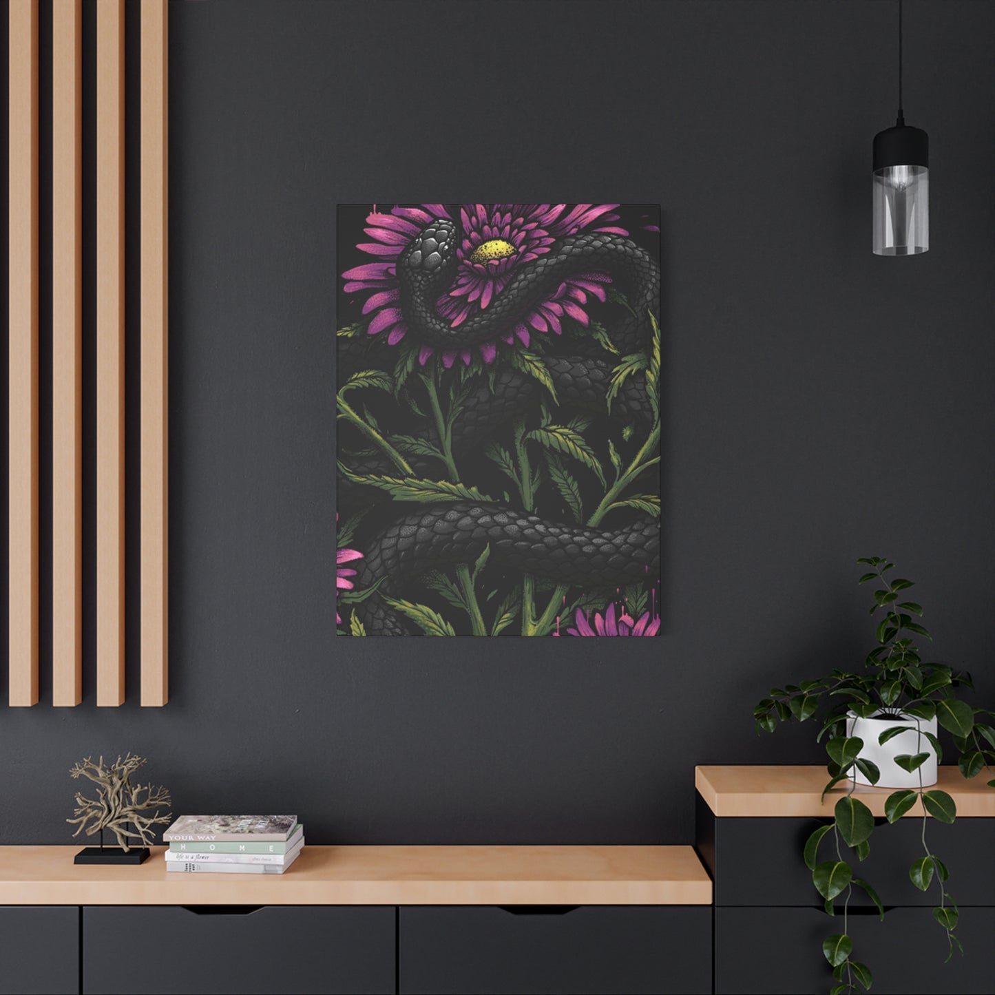 Black Snake On Flower Wall Art & Canvas Prints