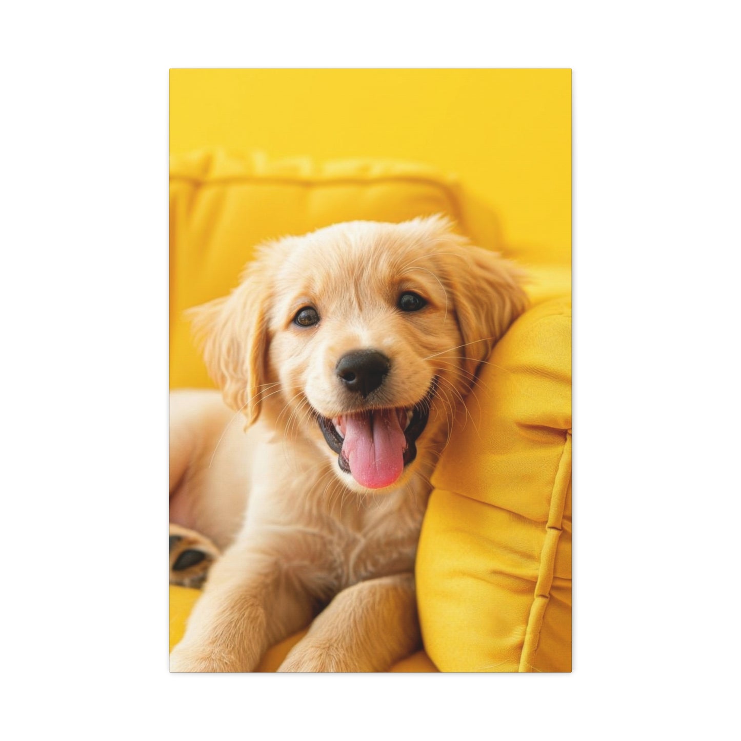 Golden Retriever On Sofa Dog Wall Art & Canvas Prints