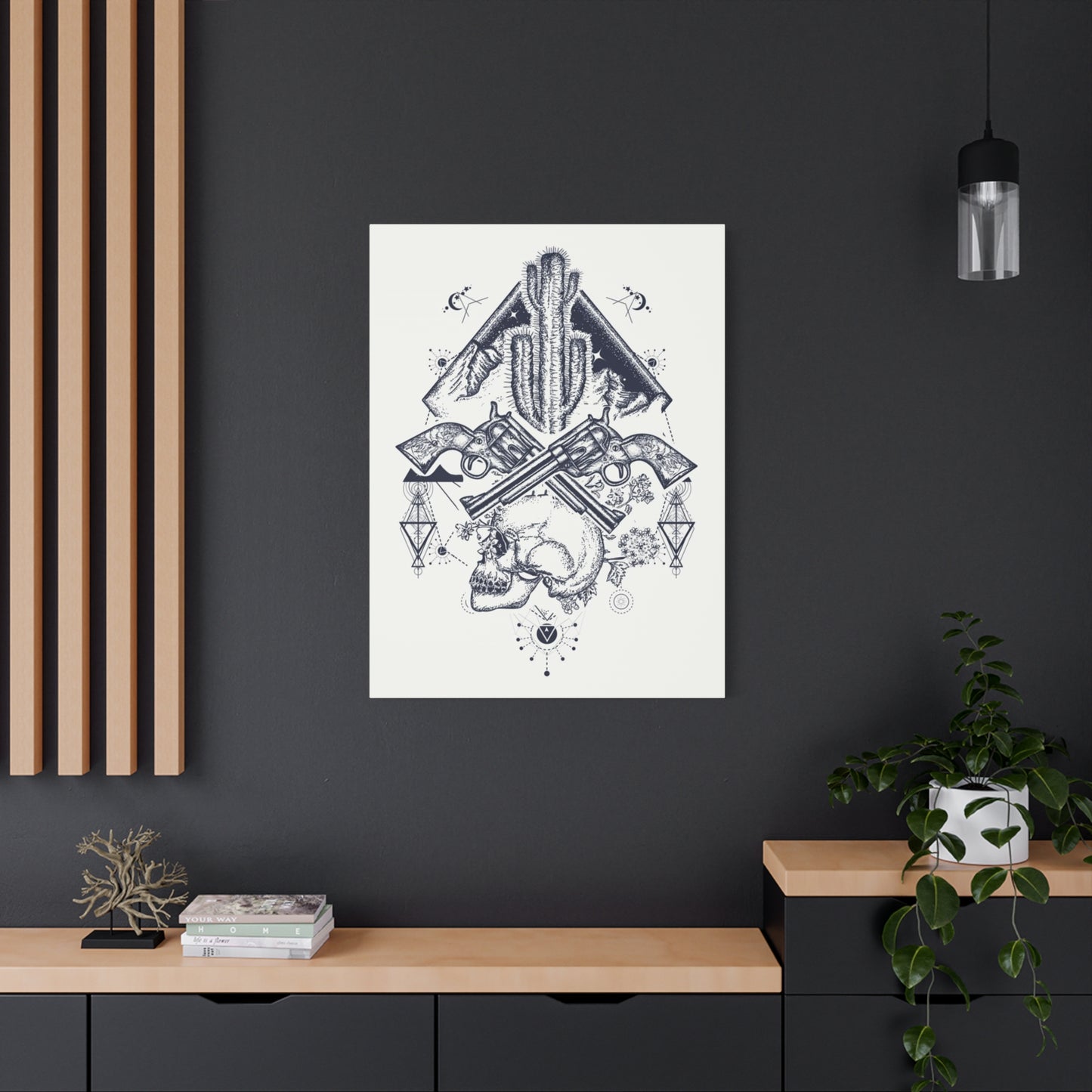 Guns Cactus & Skull Sketch Wall Art & Canvas Prints