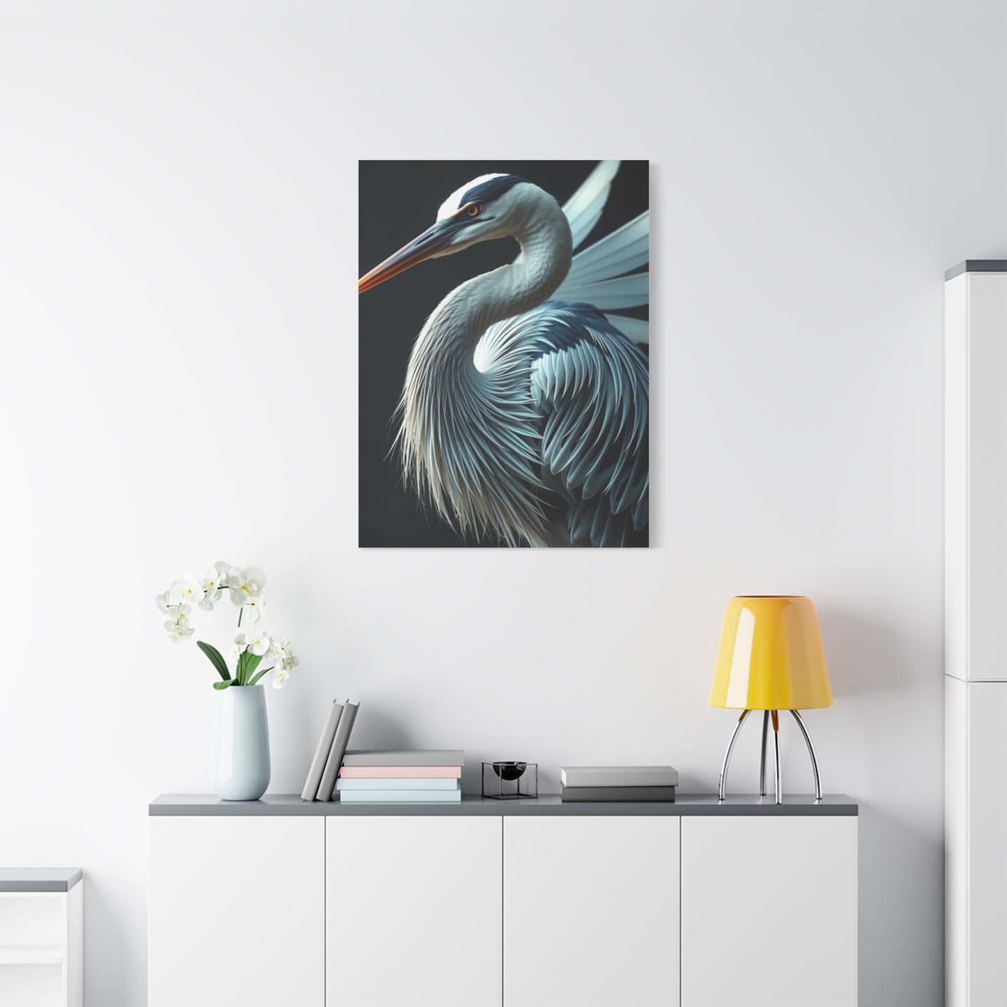 Opulent Heron Tableau wall art & canvas print