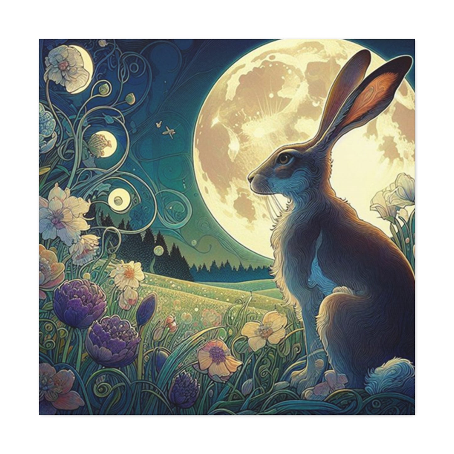 Full Moon And The Rabbit Wall Art & Canvas Prints