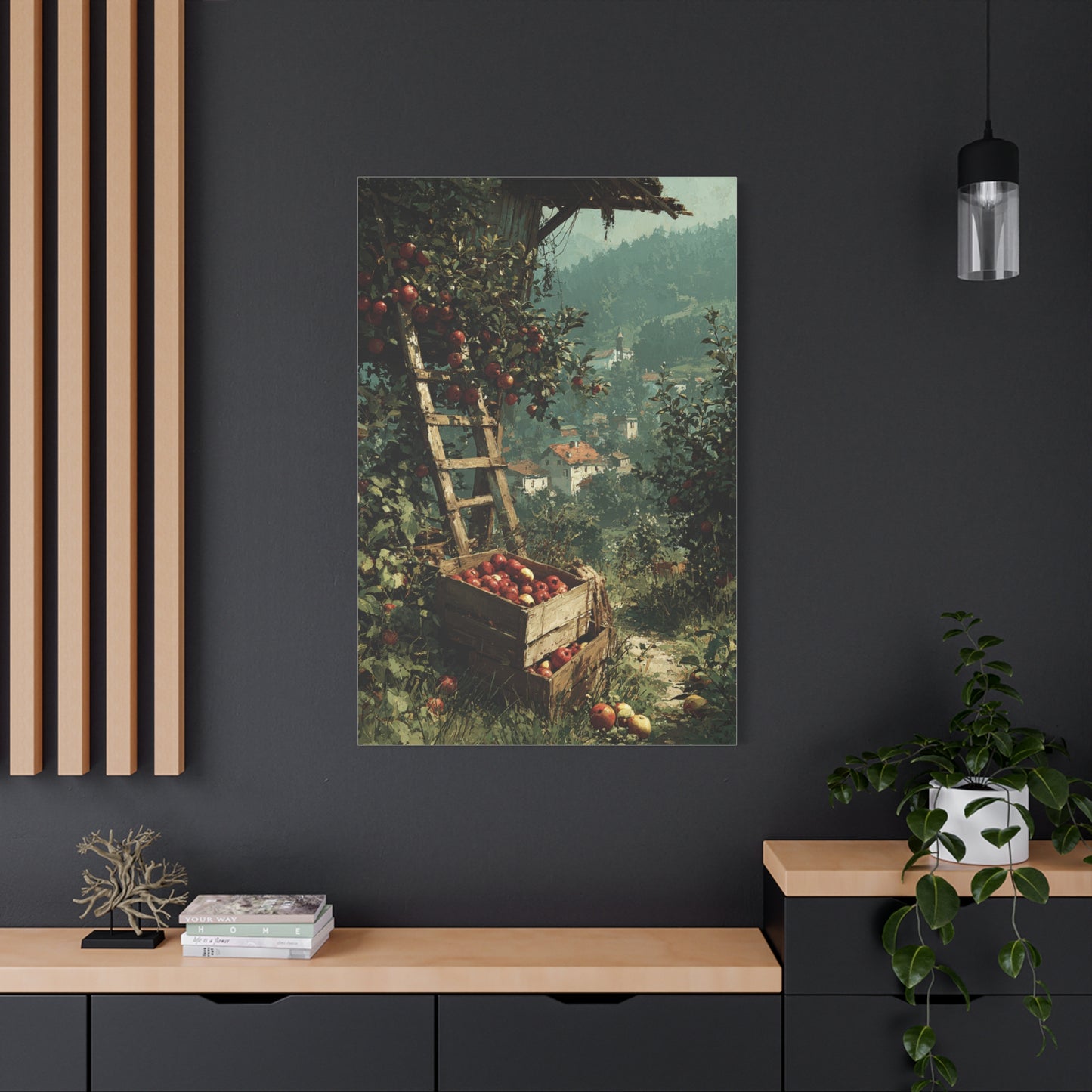 Apple Orchard Harvest Scene Wall Art & Canvas Print