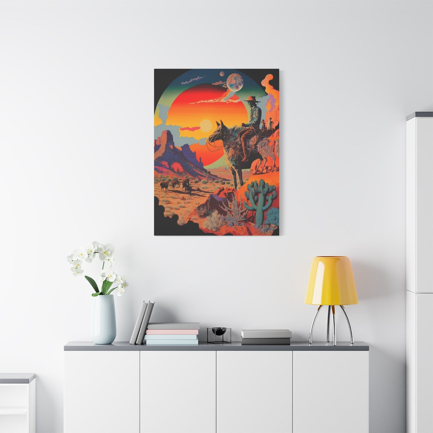 Cowboy In Grand Canyon Of Arizona Wall Art & Canvas Prints