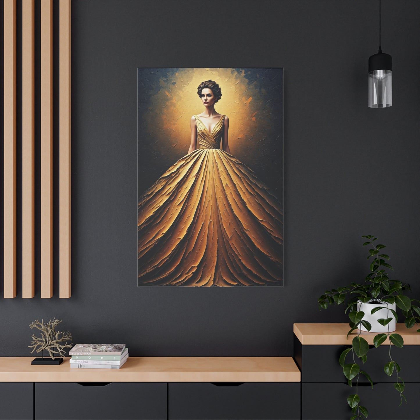 Golden Radiance Gown Portrait Wall Art & Canvas Print
