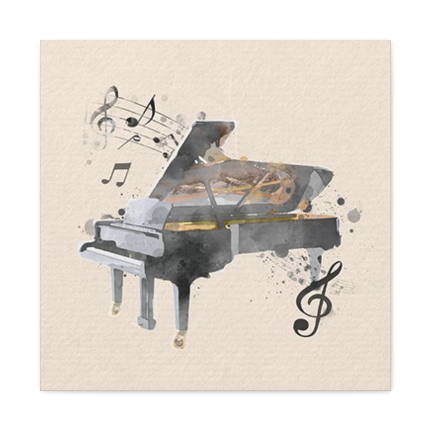 Grey Piano Painting Wall Art & Canvas Prints