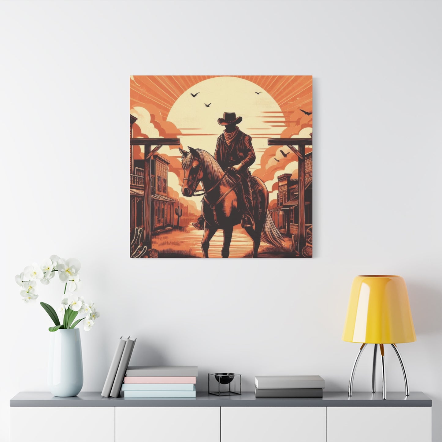 Cowboy Posing At Sunset Wall Art & Canvas Prints