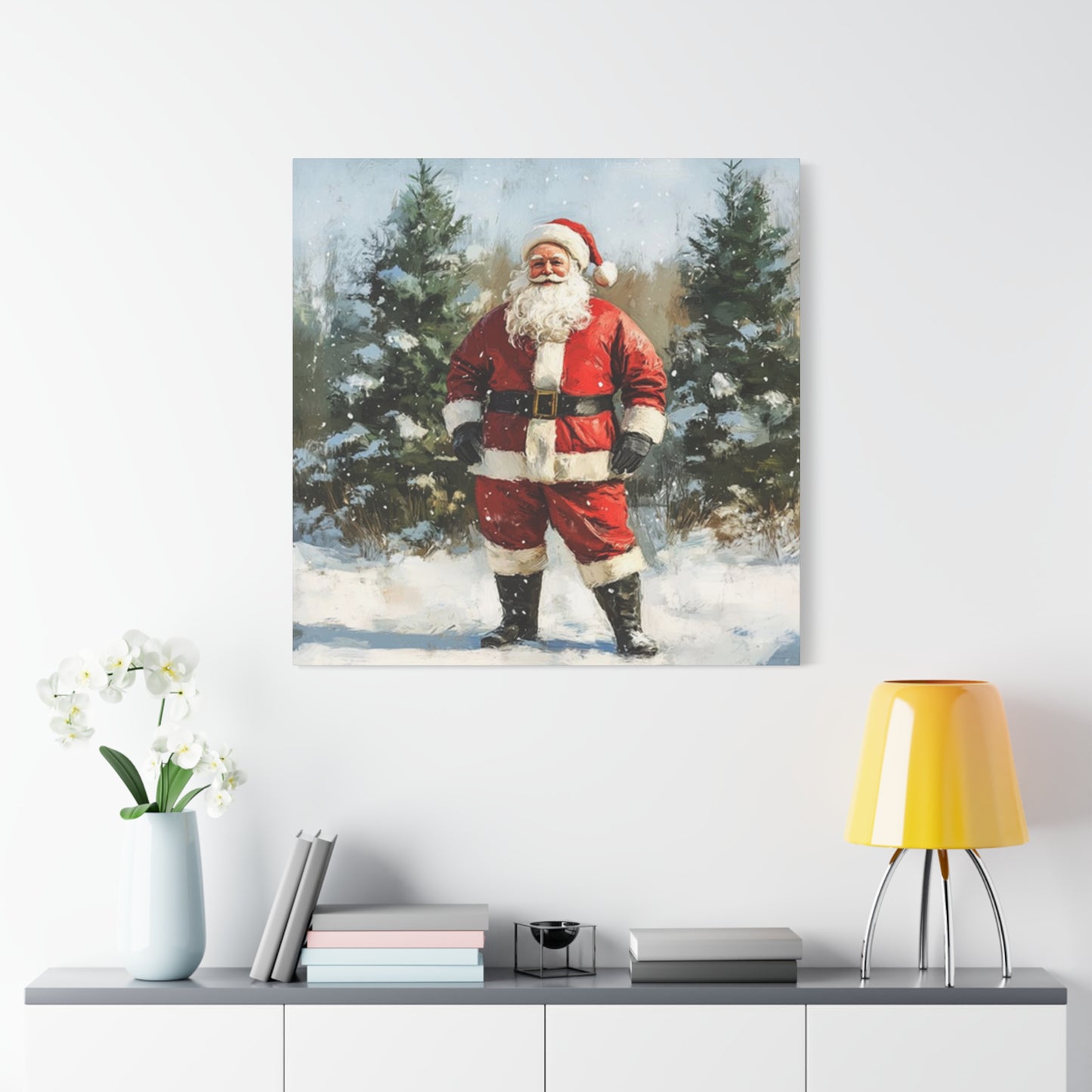 Santa Claus In Snow Wall Art & Canvas Prints