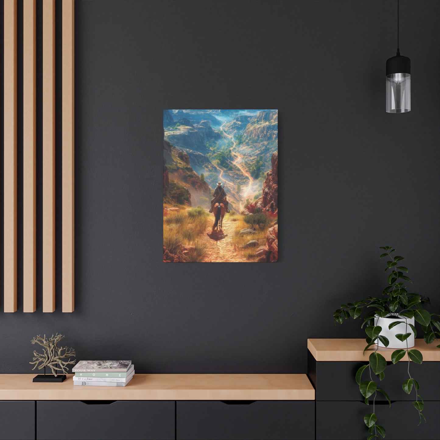 Cowboy Looking At Valley Landscape Wall Art & Canvas Prints