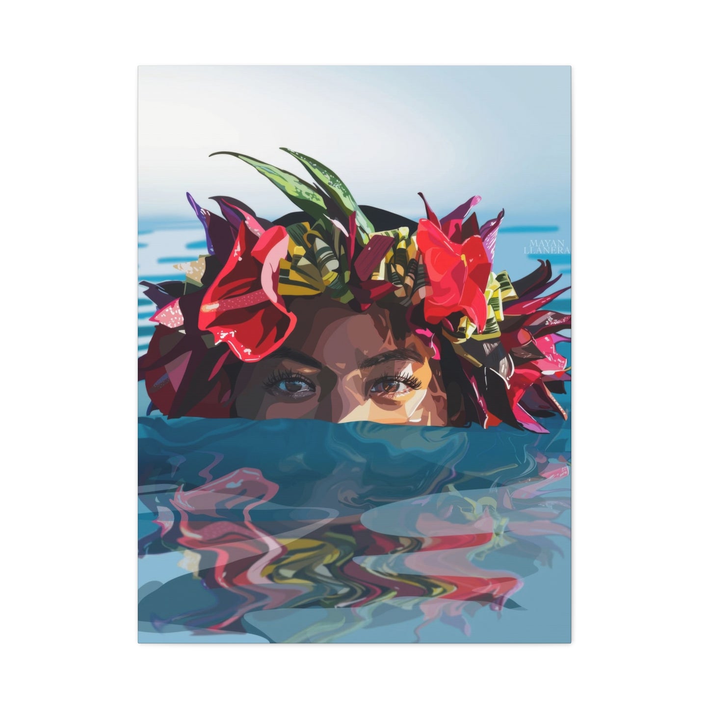 Hawaiian Girl Half Face Wall Art & Canvas Prints