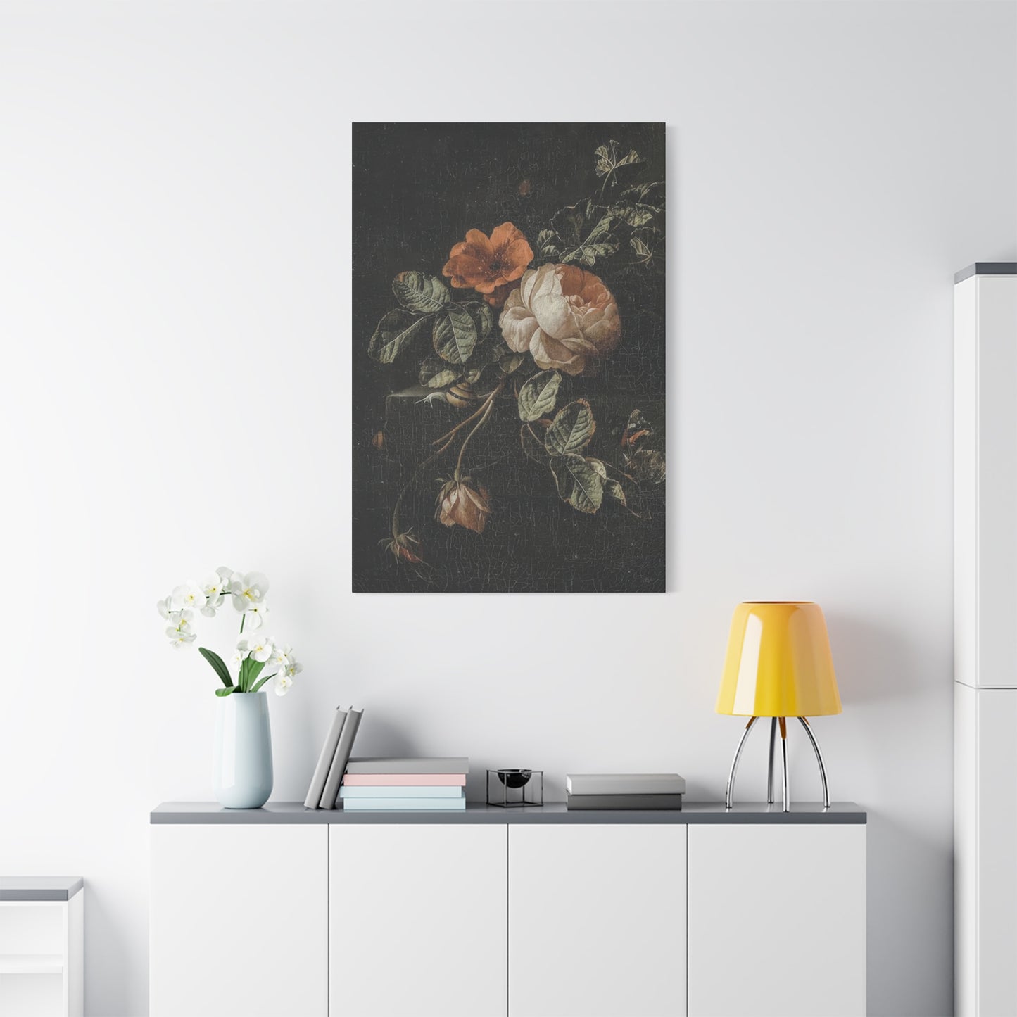 White Red Flower Dark Academia Wall Art & Canvas Prints