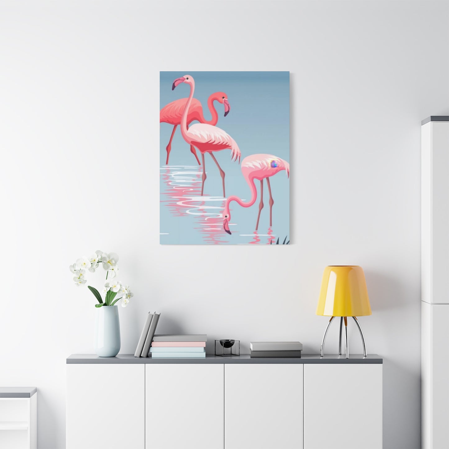 Flamingo Flock In Water 2 Wall Art & Canvas Prints