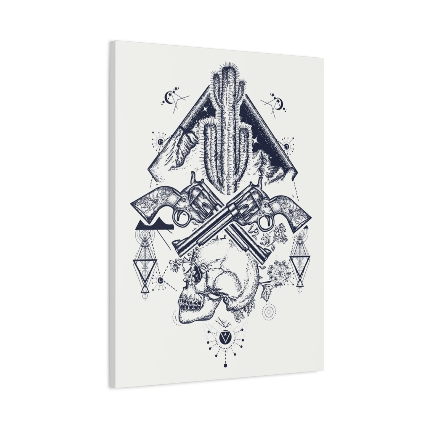 Guns Cactus & Skull Sketch Wall Art & Canvas Prints
