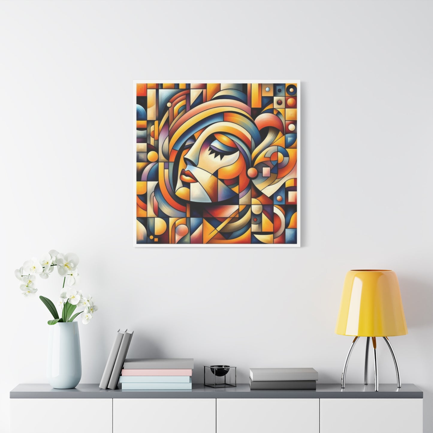 Lady Face Abstract Cubism Wall Art & Canvas Prints