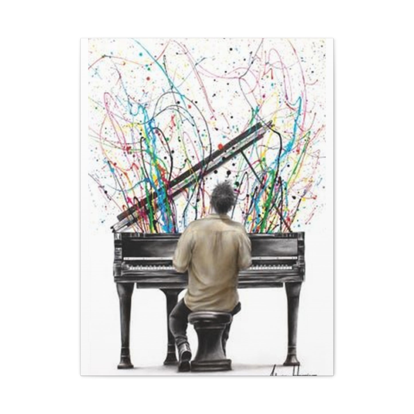 Artist Playing Piano Painting Wall Art & Canvas Prints