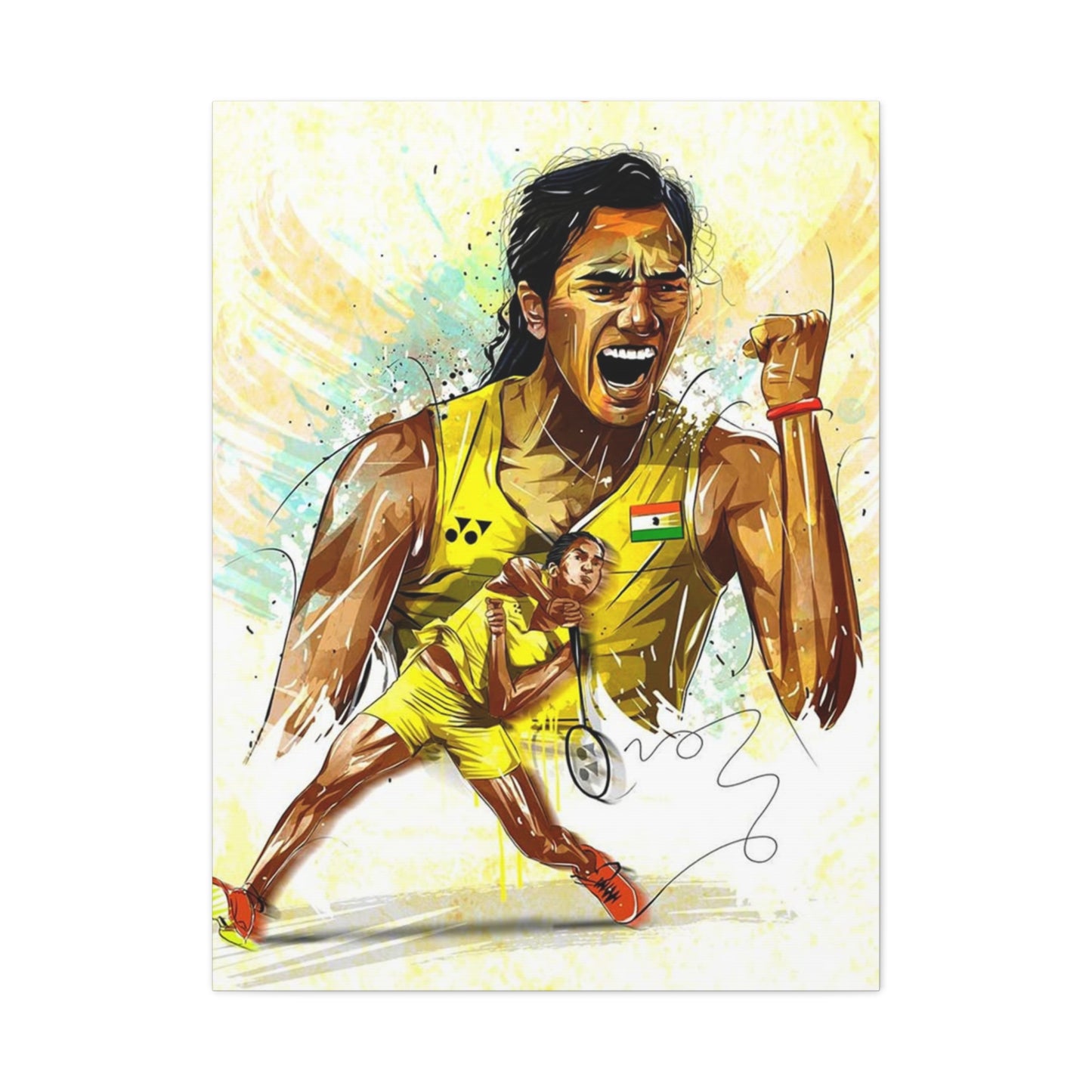 Abstract Badminton Player PV Sindhu Poster Wall Art & Canvas Prints