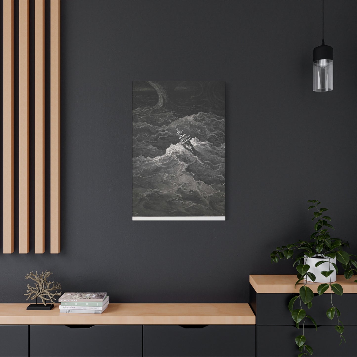 Sailing Ship In Dark Drawing Wall Art & Canvas Prints