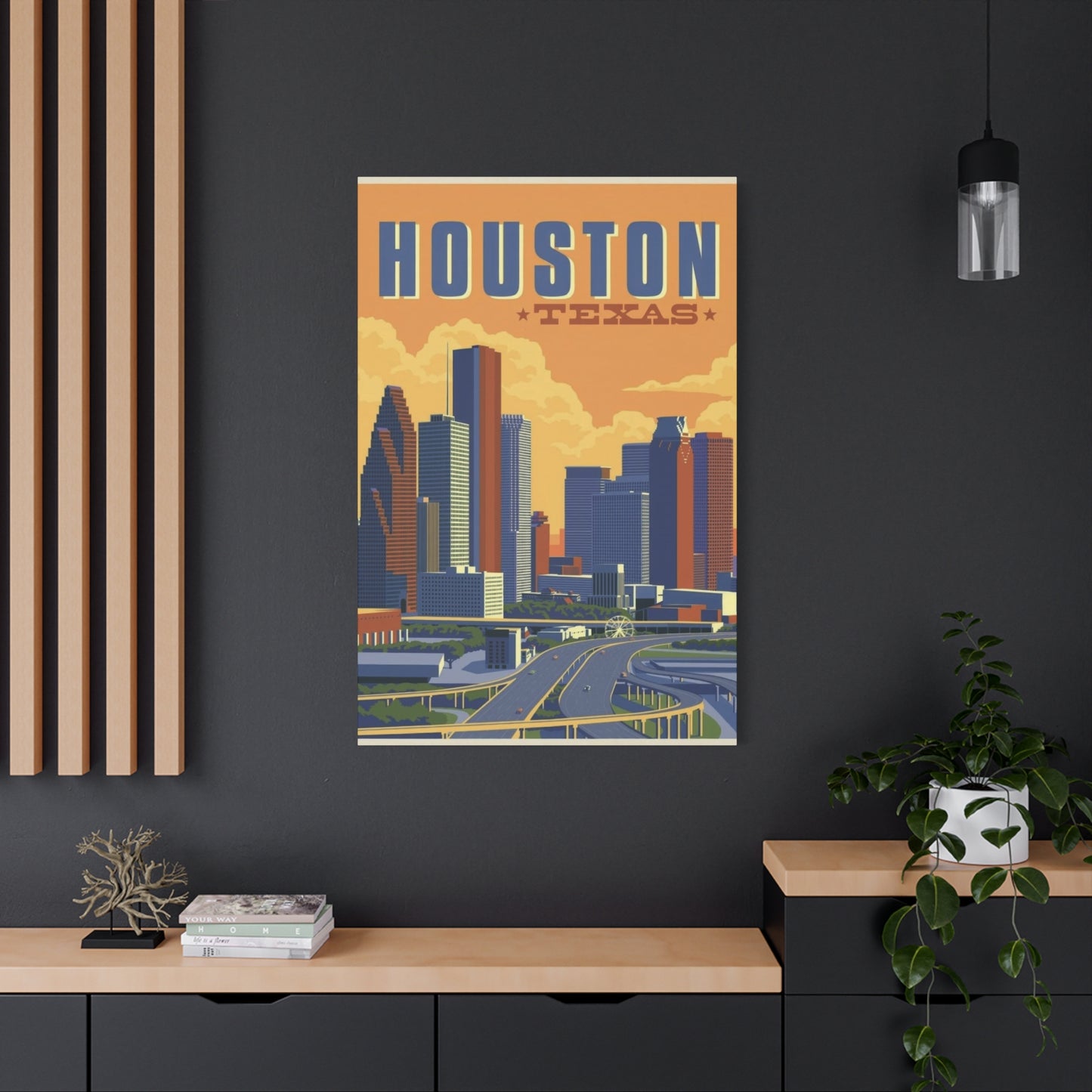 Houston Skyline Vintage Wall Art & Canvas Prints