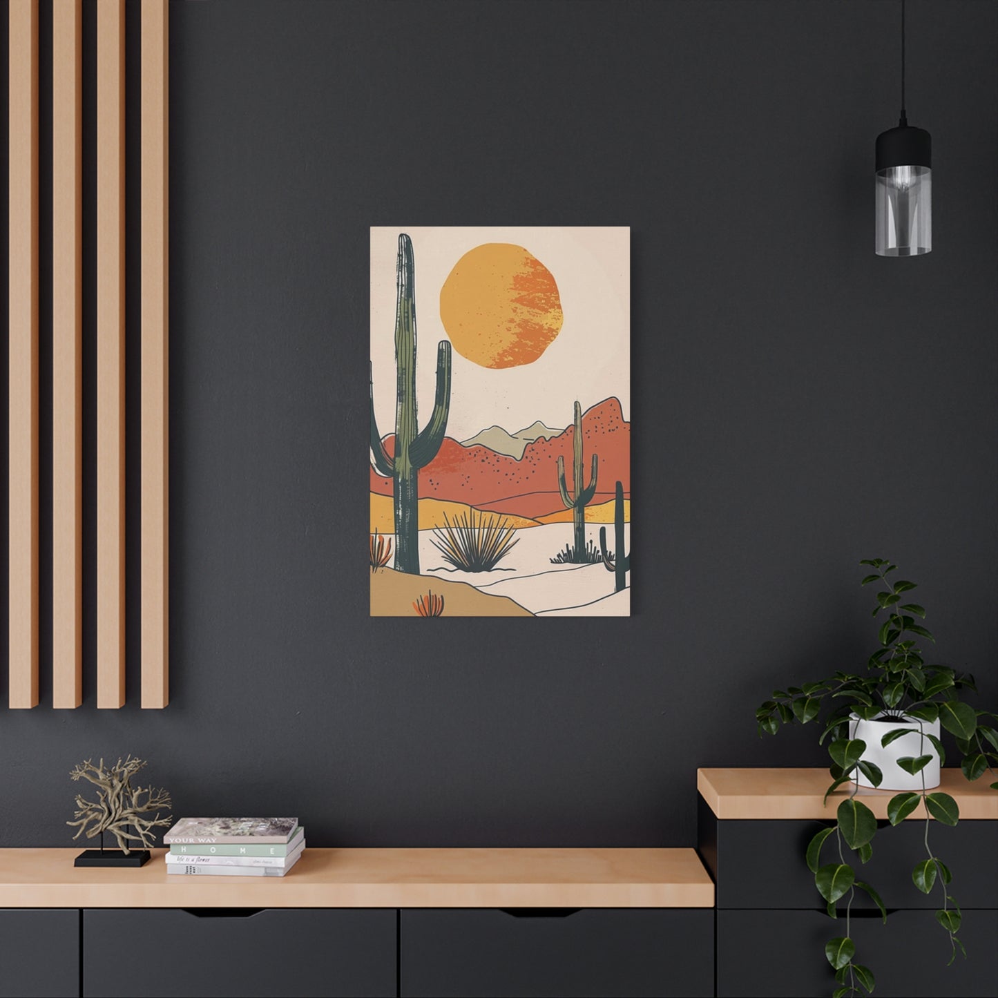 Arizona Cactus Mountain Drawing Wall Art & Canvas Prints