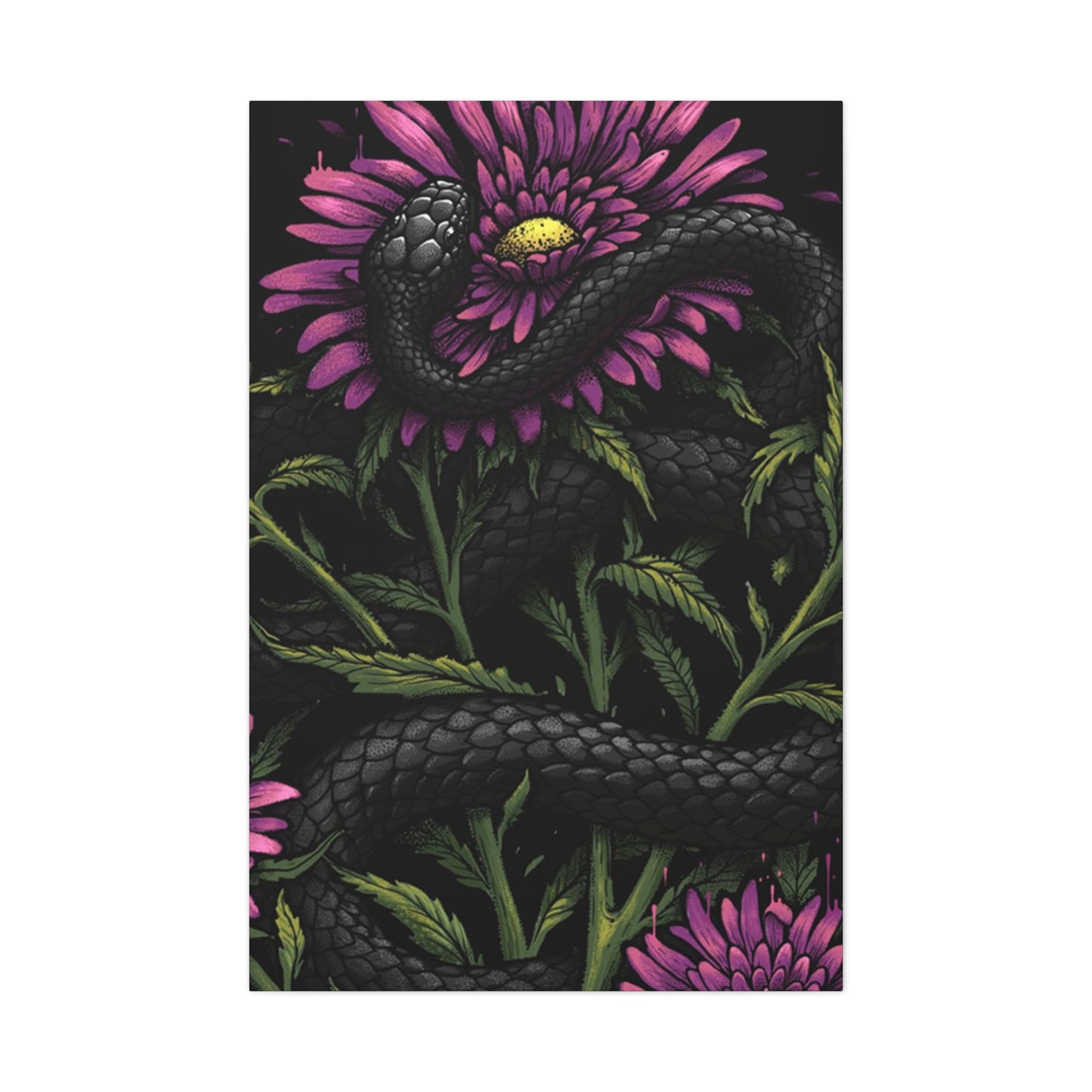 Black Snake On Flower Wall Art & Canvas Prints