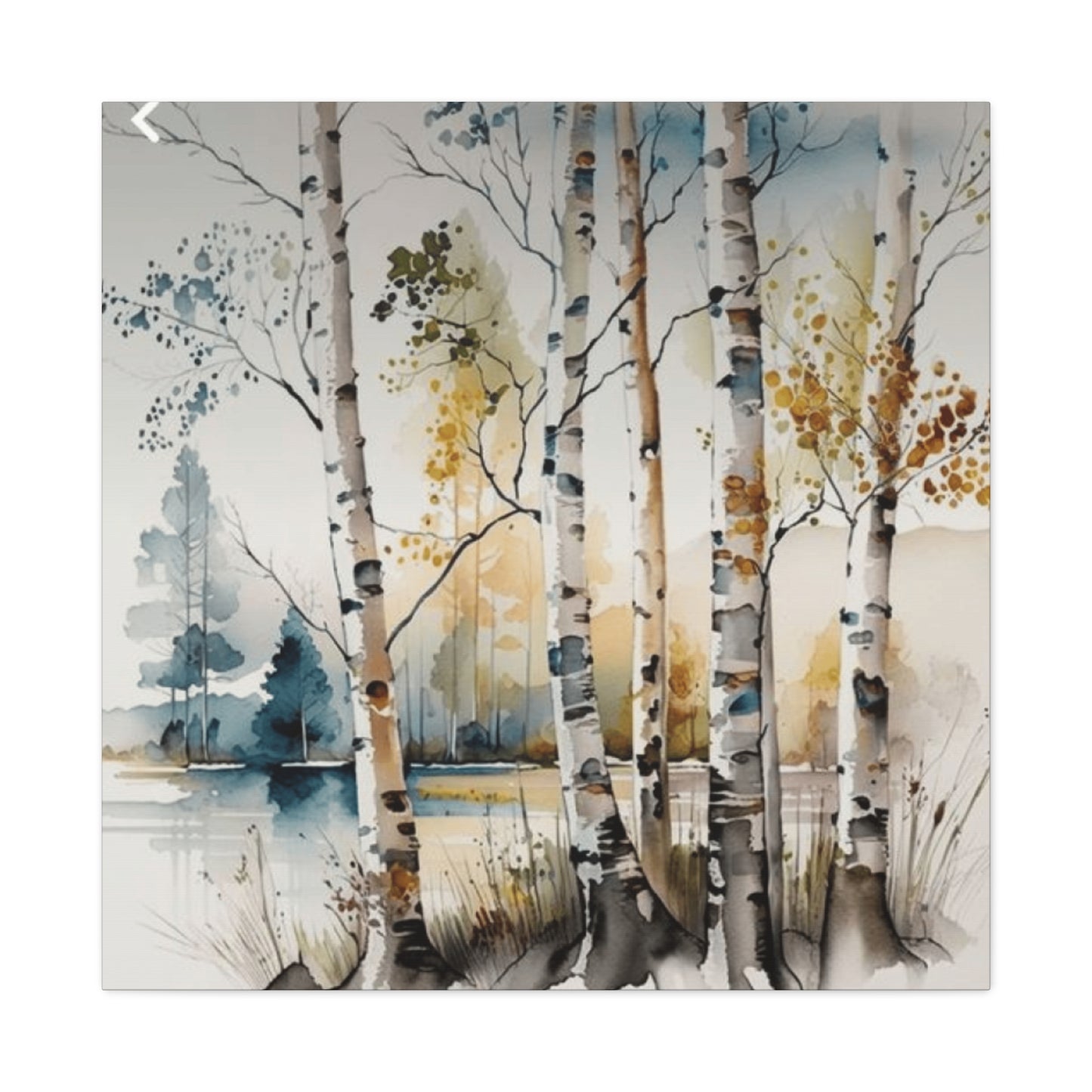 Blue and Orange Birch Tree Painting Wall Art & Canvas Prints