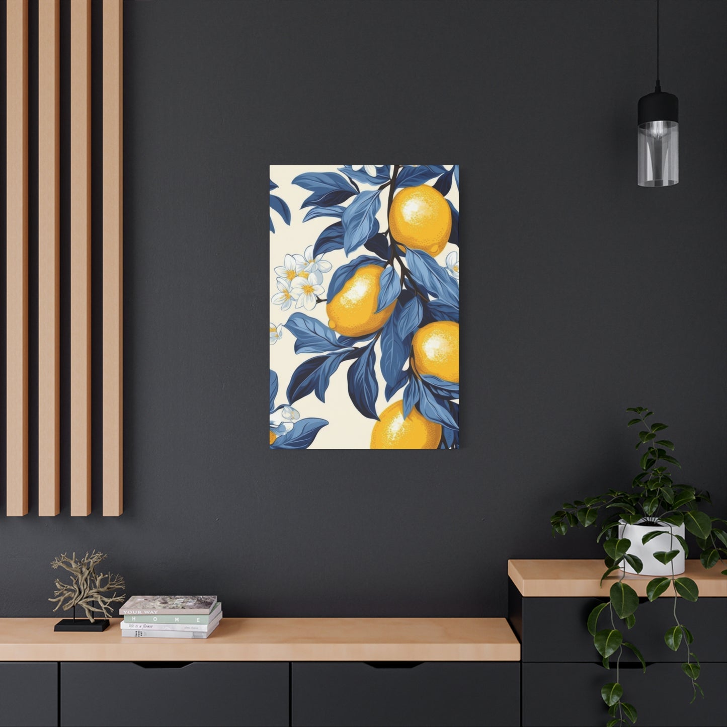 Lemon Blue Leaves Wall Art & Canvas Prints