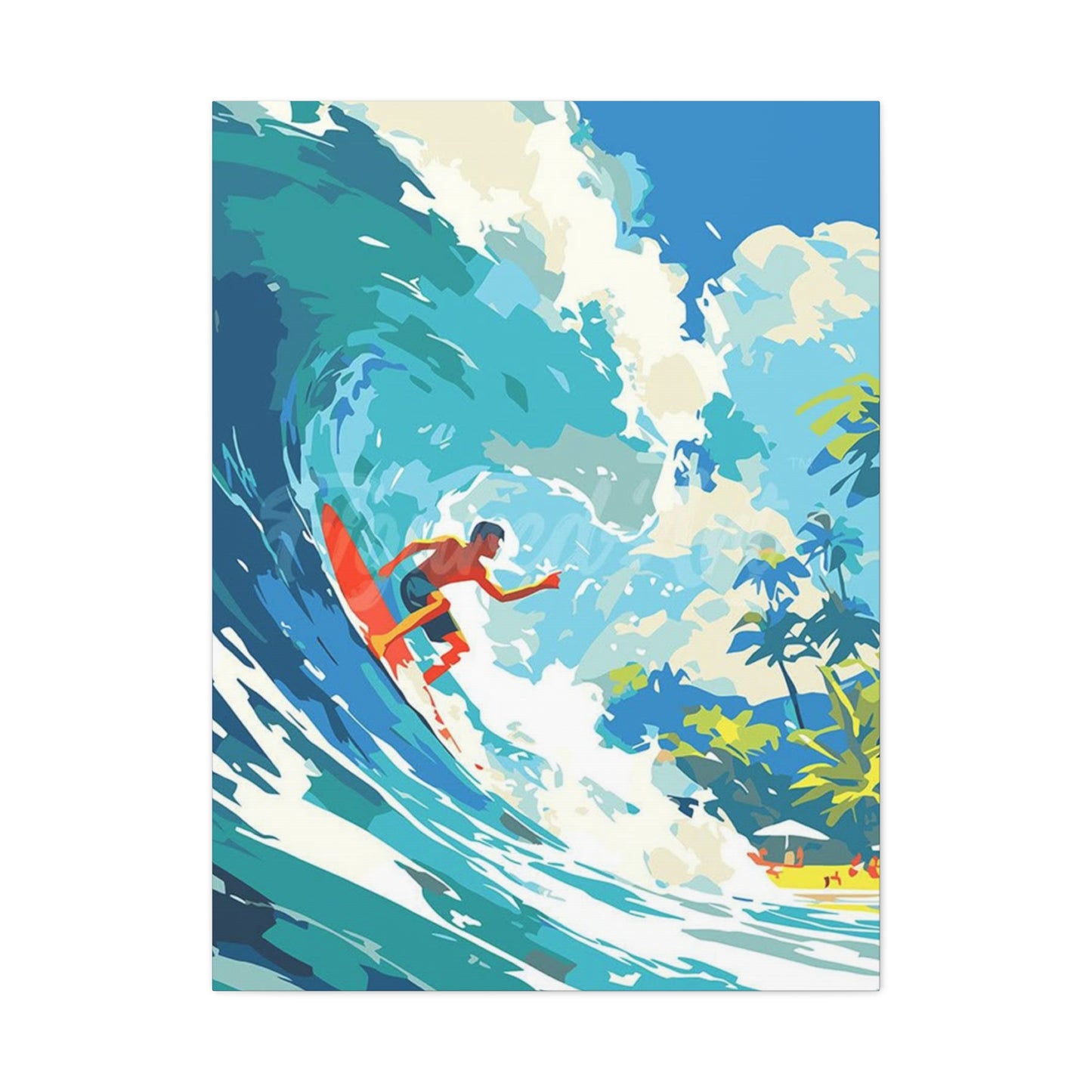 Wave Surfing Abstract Poster Wall Art & Canvas Prints