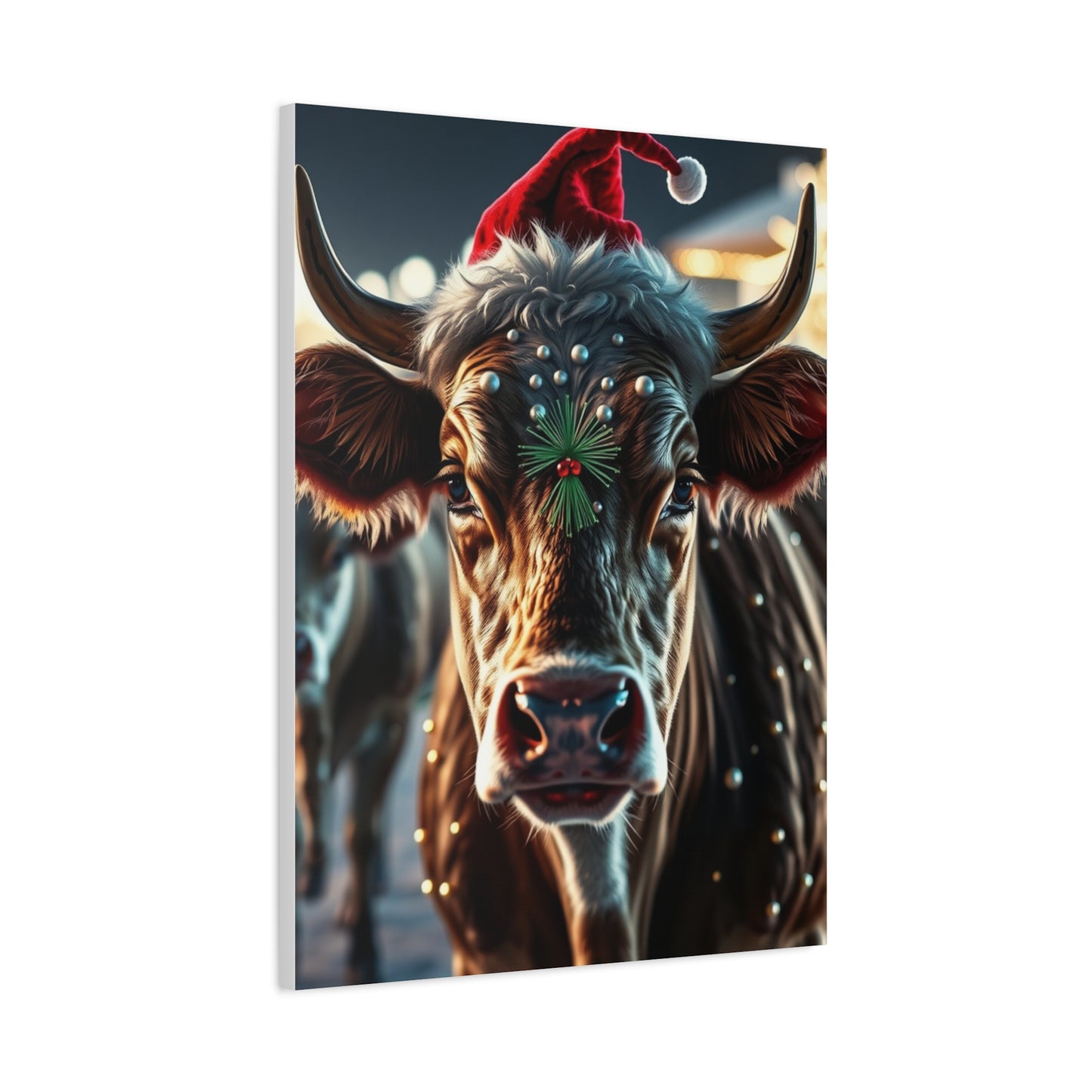 Yuletide Bovine Elegance Canvas wall art & canvas print
