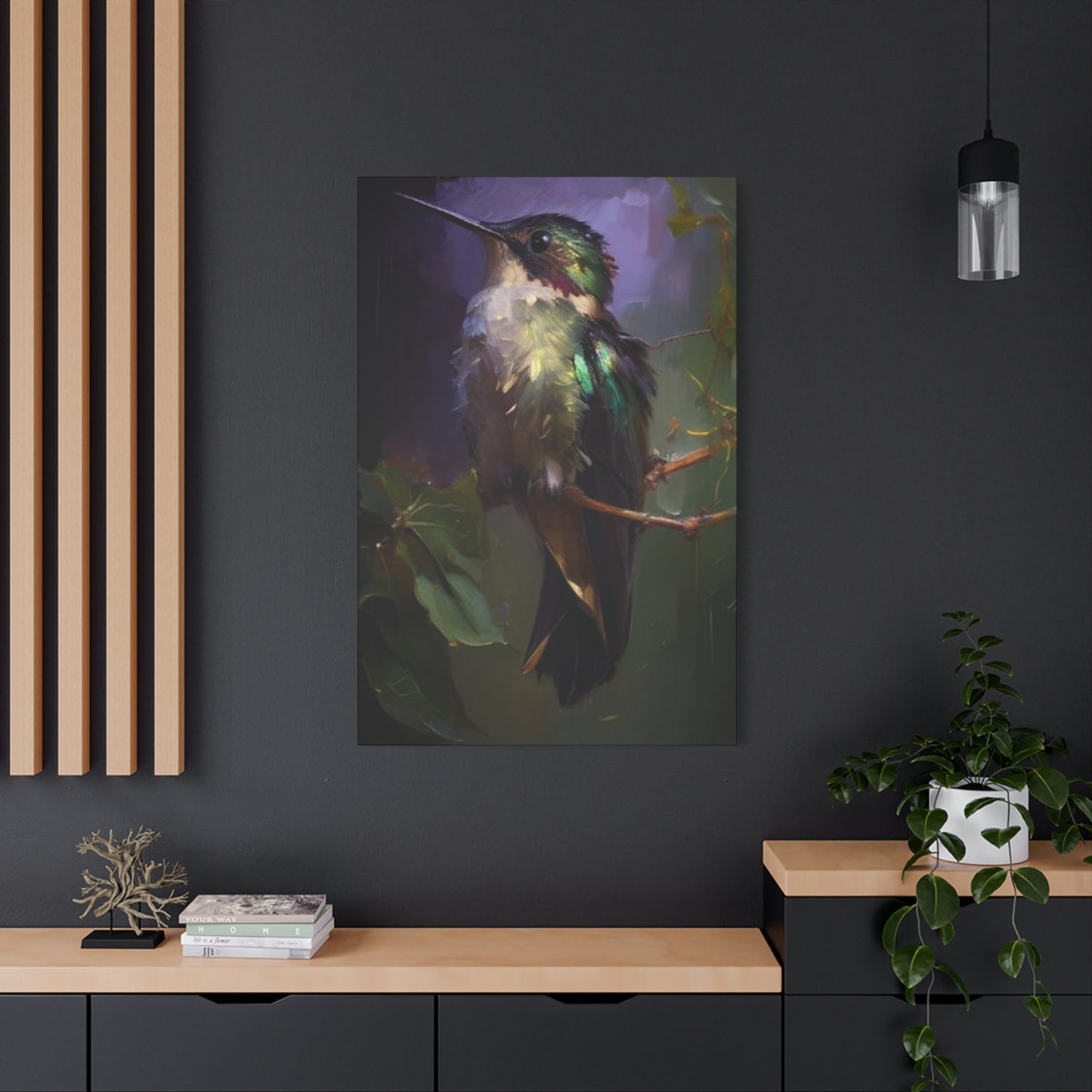 Humming Bird Closeup Painting Wall Art & Canvas Prints