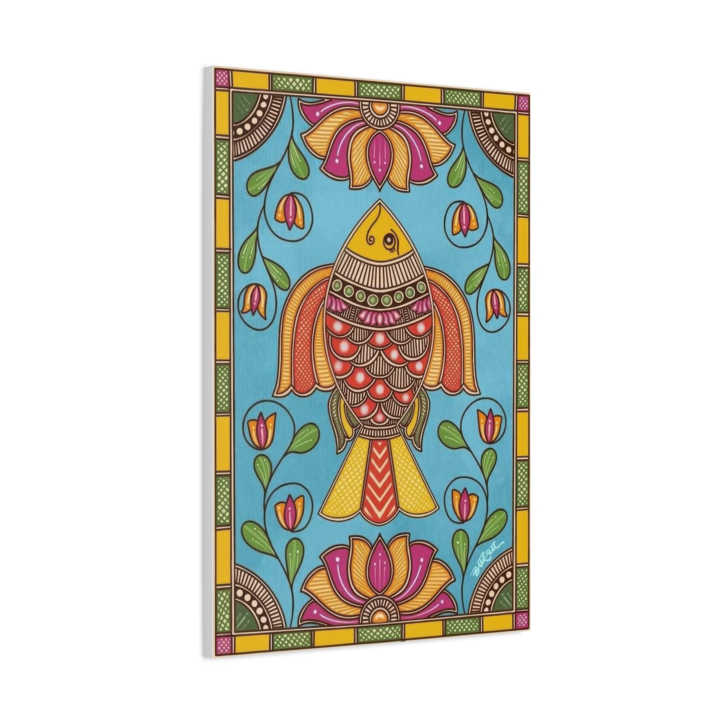 Vibrant Madhubani Fish Wall Art & Canvas Prints