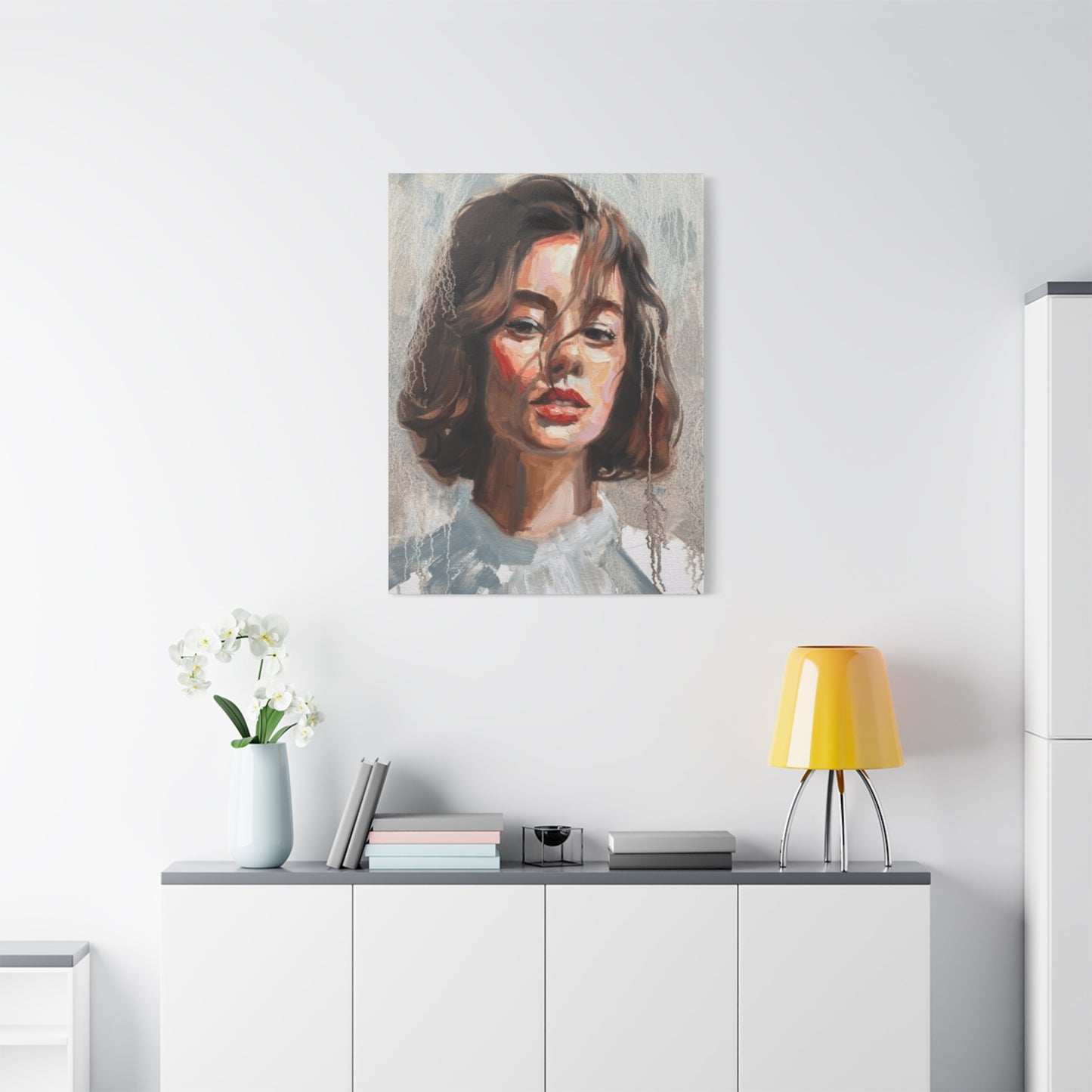 A Portrait Of Short Hair Women Wall Art & Canvas Prints