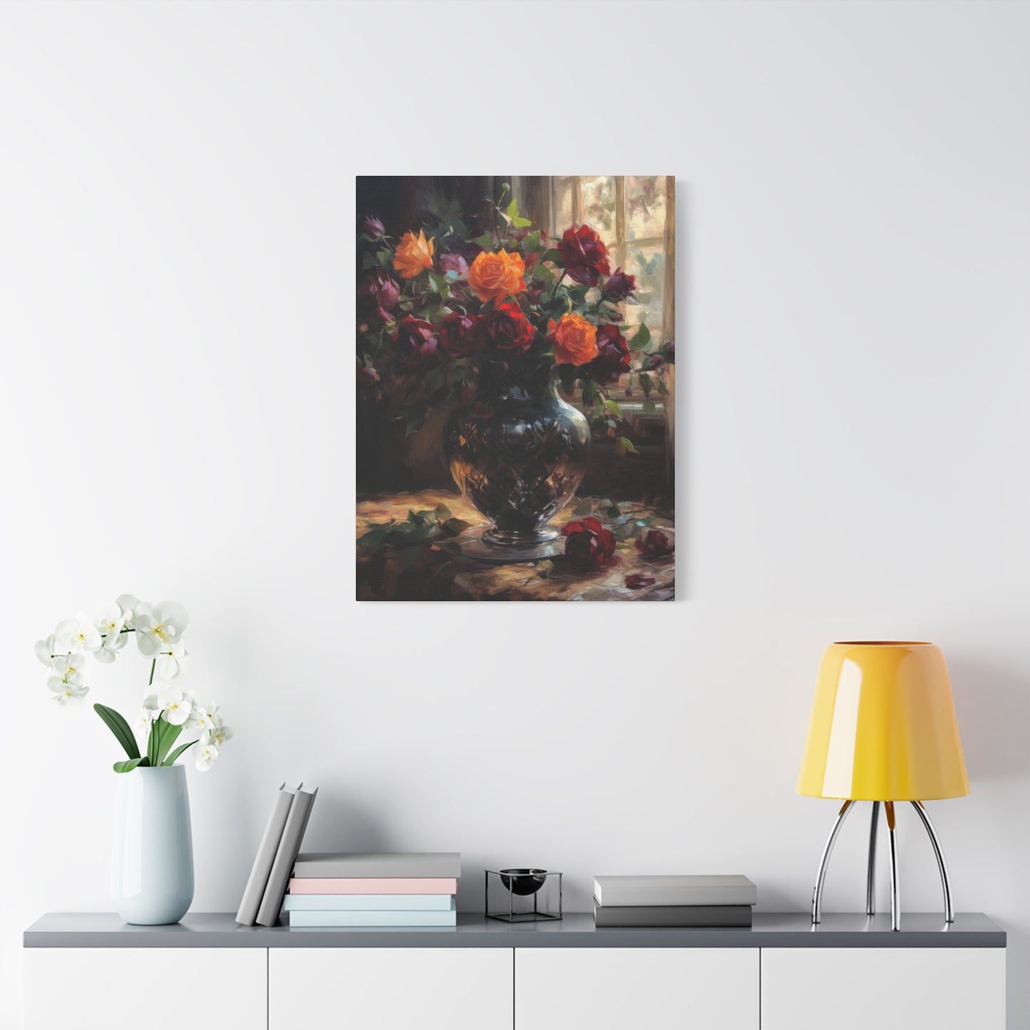 Vase Light Through Window Dark Academia Wall Art & Canvas Prints