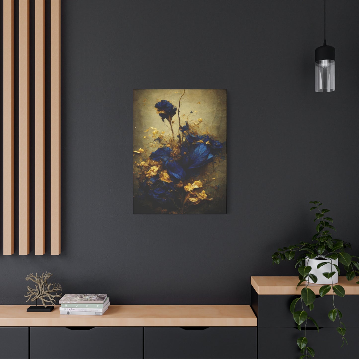 Blue and Gold Bouquet Wall Art & Canvas Prints