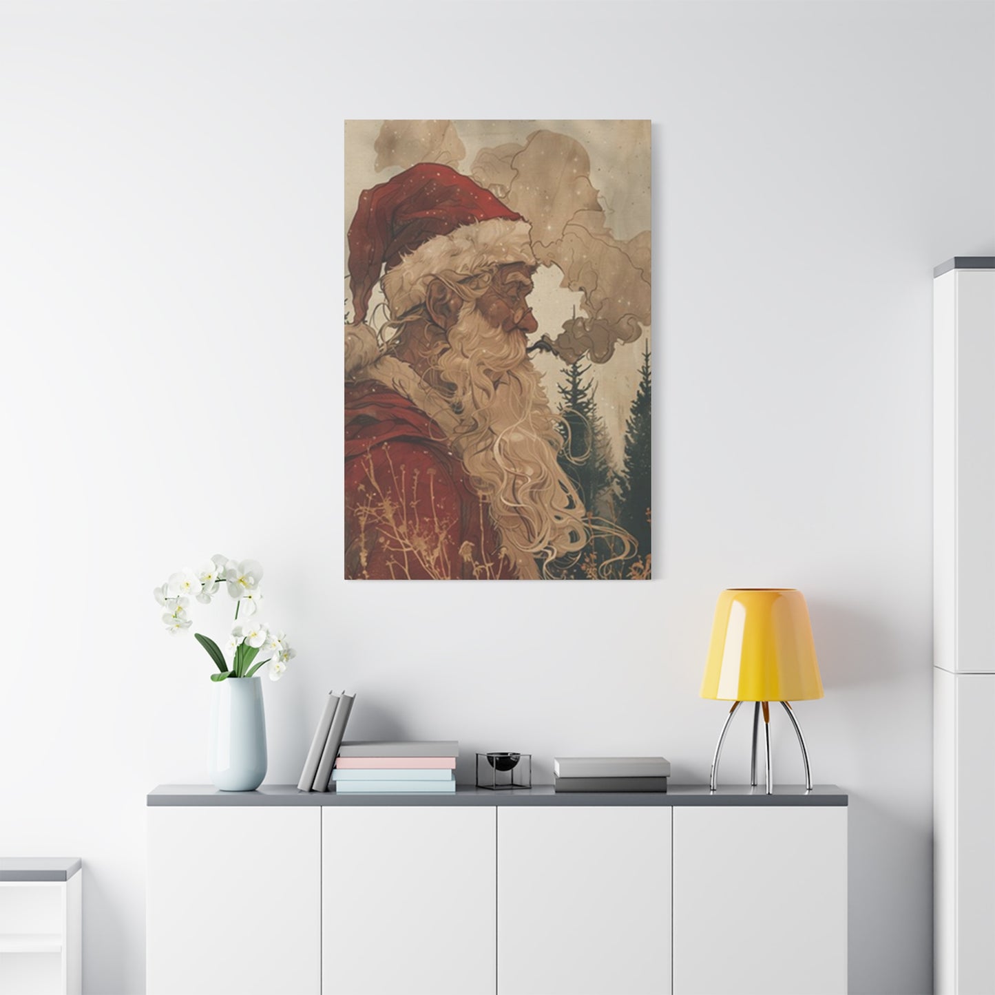 Santa Claus Smoking Painting Wall Art & Canvas Prints