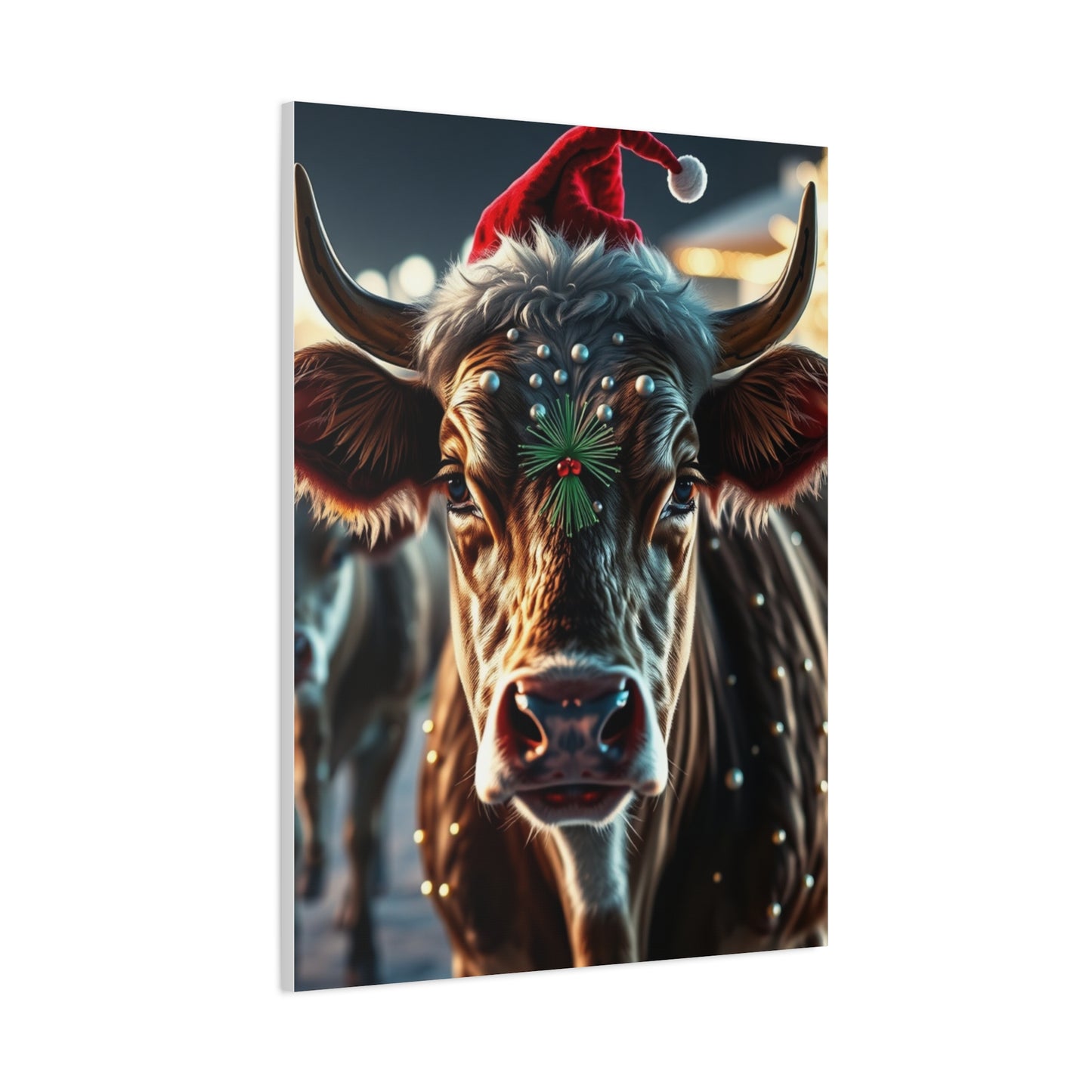 Yuletide Bovine Elegance Canvas wall art & canvas print