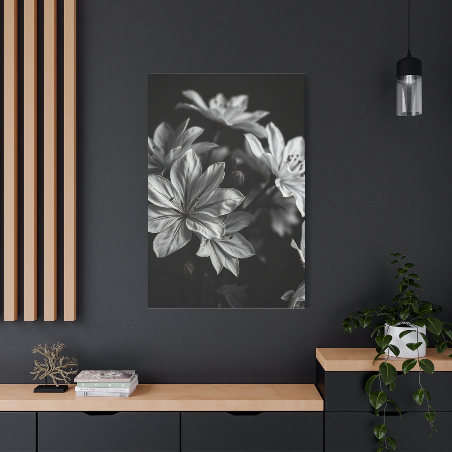 Ebony Whiteness Petal Tableau Wall Art & Canvas Print