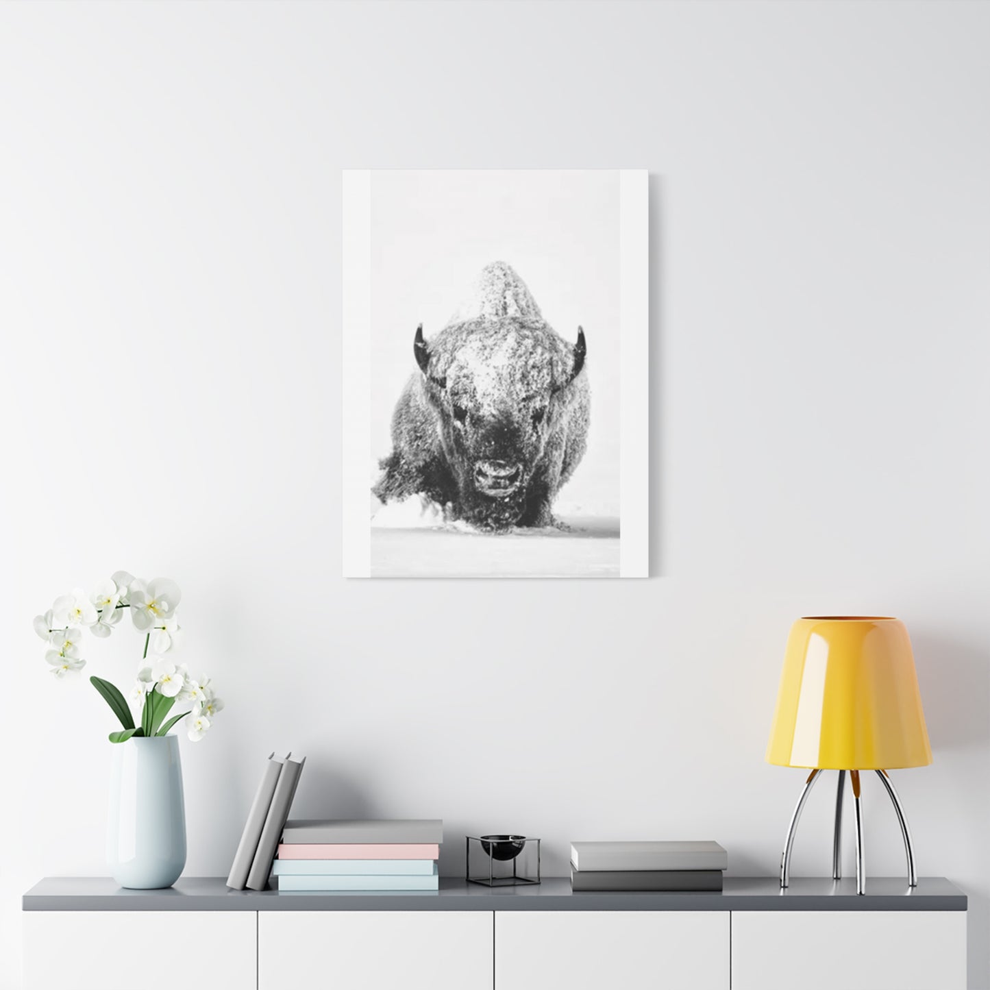 Snowy Bull Wall Art & Canvas Prints