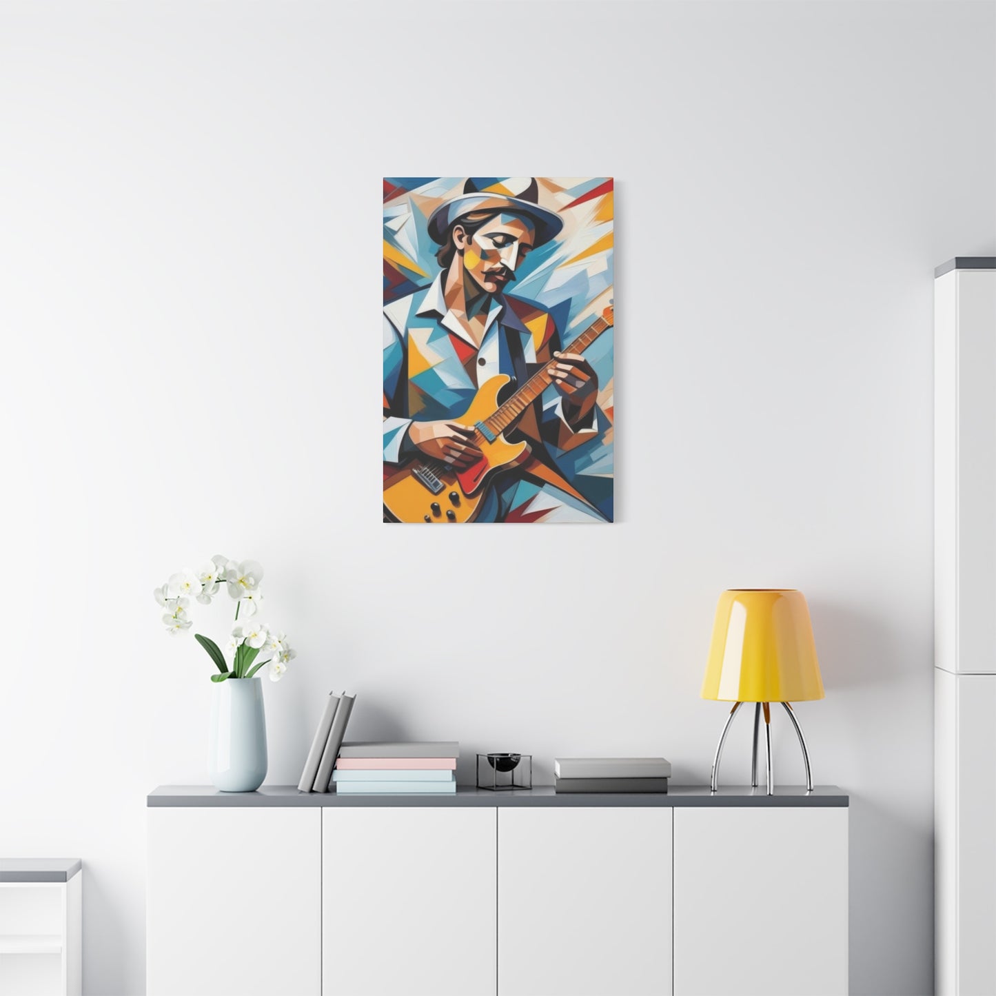 Man Playing Guitar Cubism Wall Art & Canvas Prints