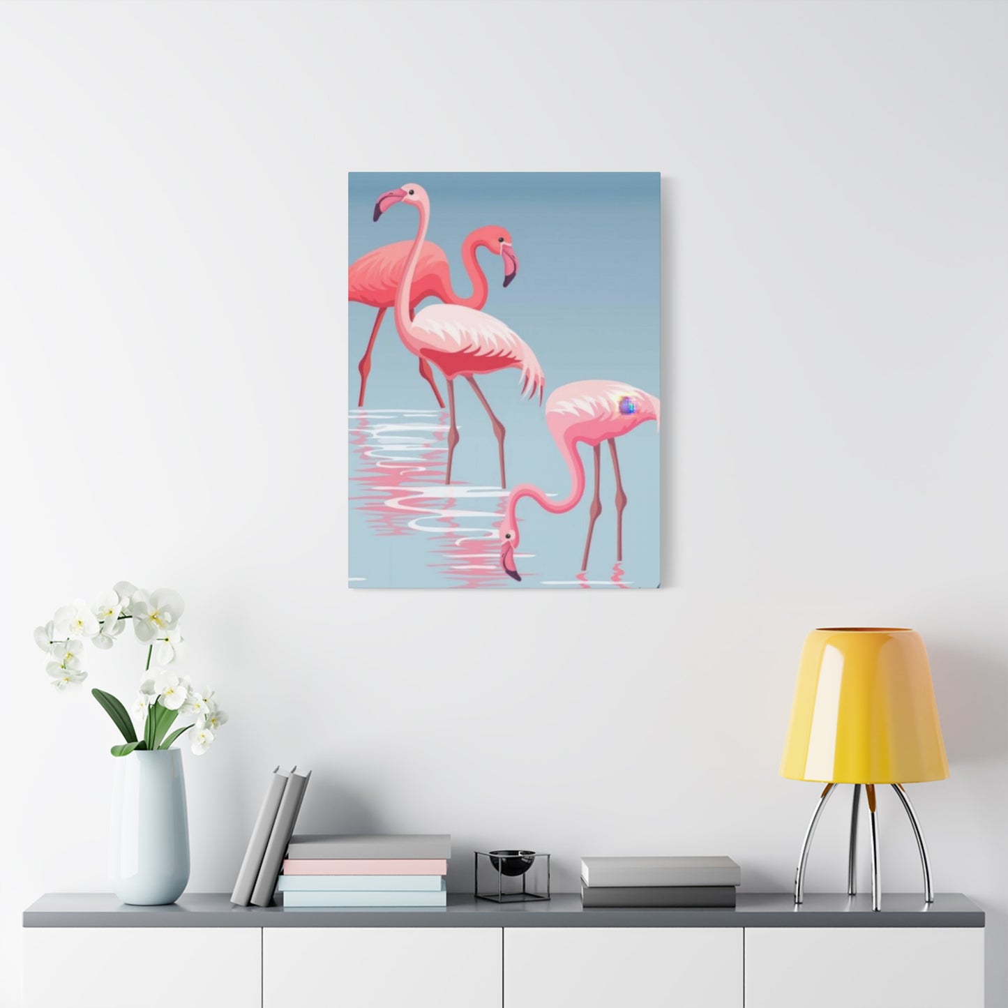 Flamingo Flock In Water 2 Wall Art & Canvas Prints
