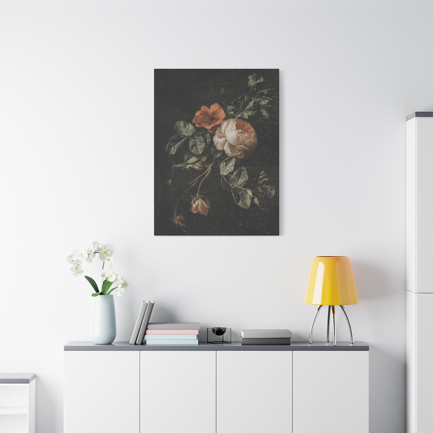 White Red Flower Dark Academia Wall Art & Canvas Prints