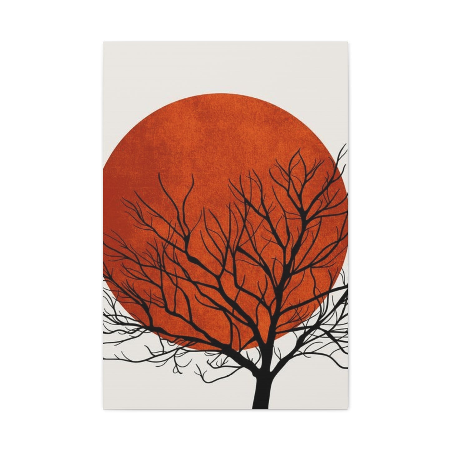Dry Tree Silhouette with Orange Sun Wall Art & Canvas Prints