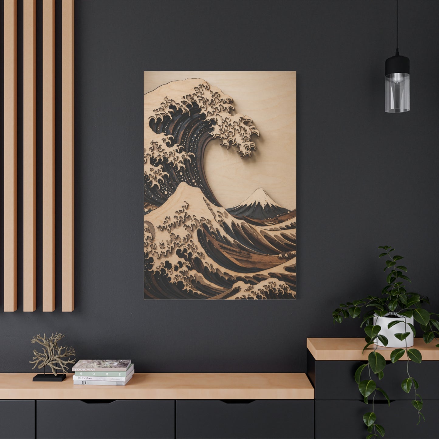 Layered Wood Great Wave Relief Wall Art & Canvas Print