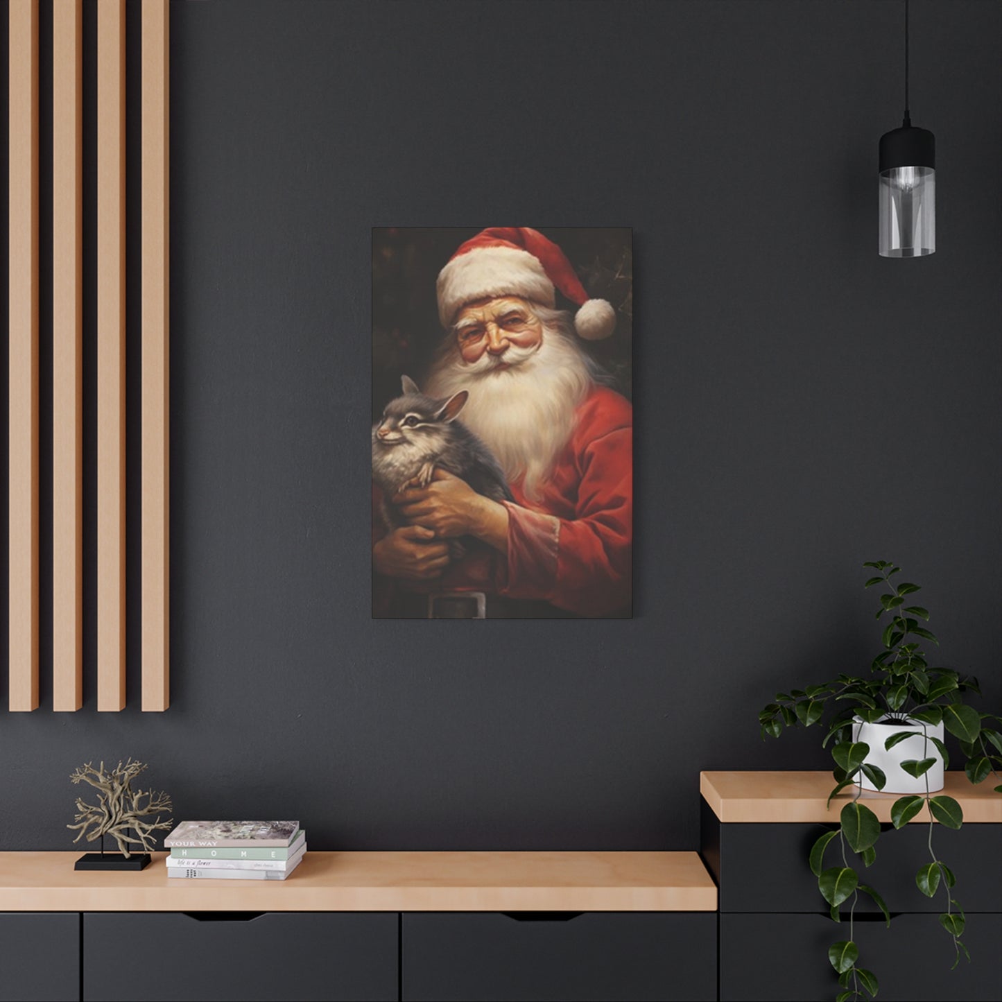 Santa Claus With A Fat Rat Painting Wall Art & Canvas Prints