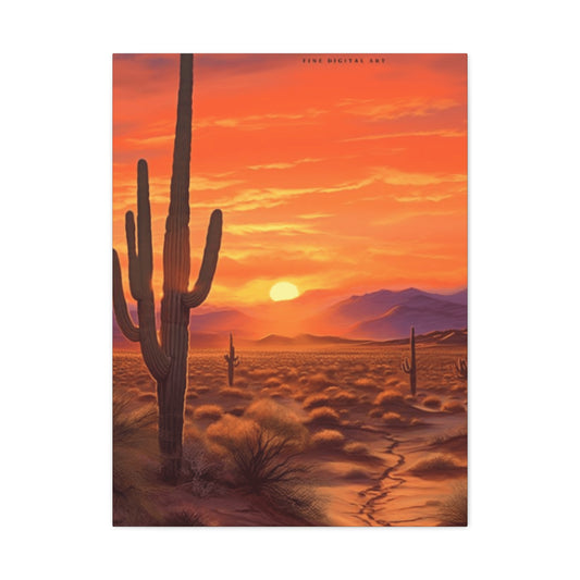 Cactus and Sunset in Desert Wall Art & Canvas Prints