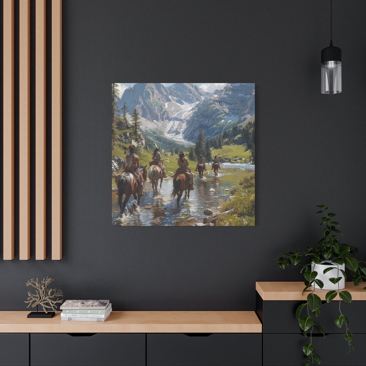 Cowboy Wading Through Water Wall Art & Canvas Prints