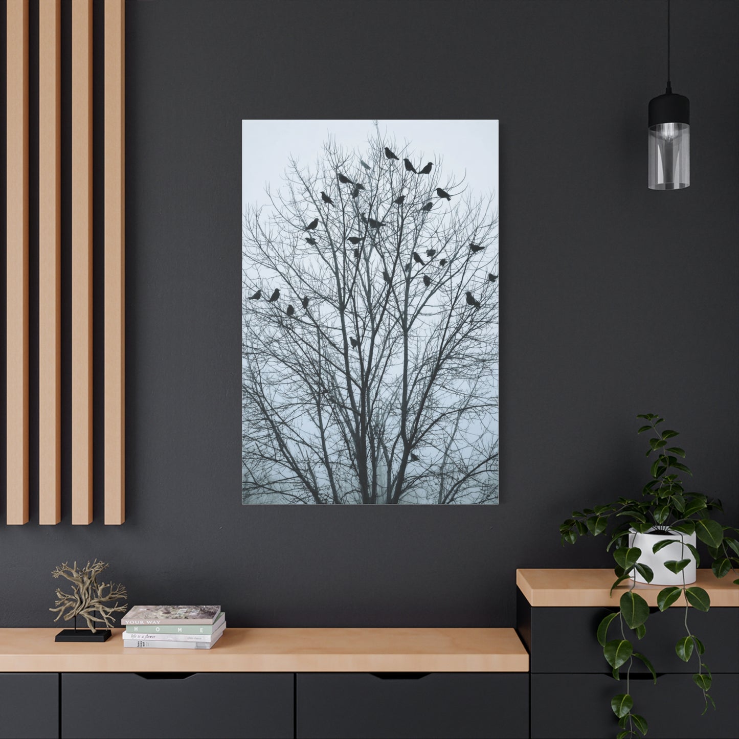 Tree of Crows Silhouette Wall Art & Canvas Print
